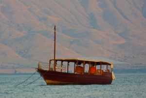 Wood boat on Sea of Galilee