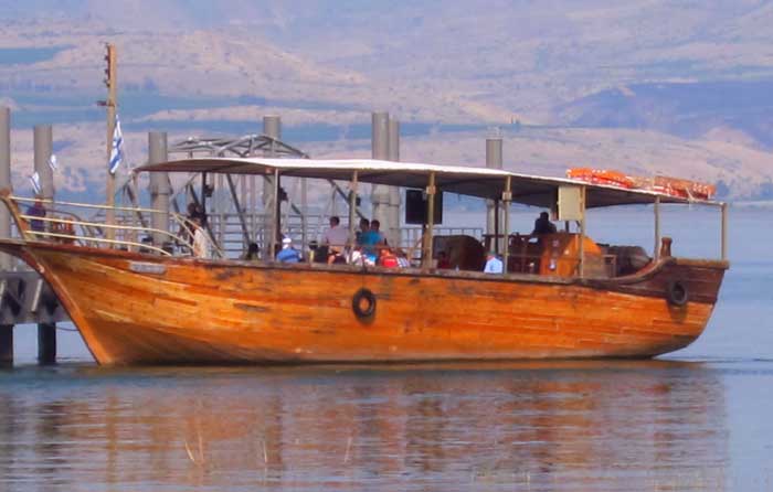 wooden boat on the Sea of Galilee