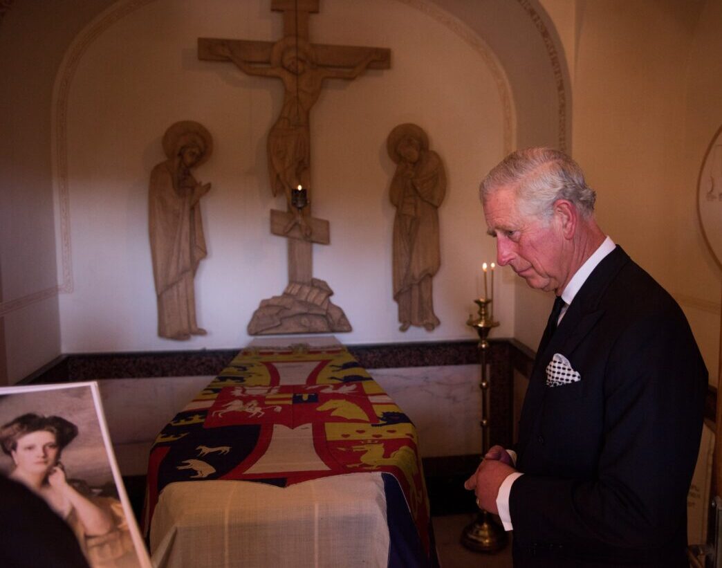 King Charles III at the tomb of Princess Alice, Muont of Olives, Jerusalem